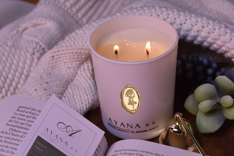 Bougie parfumé artisanale et végétale Ayana et A, savoir faire de "Mon petit crush parfumé"